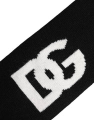 Dolce & Gabbana Men Black White Cashmere Logo Head Band Hat