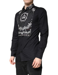 Dolce & Gabbana Black White Bandana GOLD Formal Dress Shirt