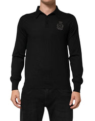 Dolce & Gabbana Black Crest Long Sleeve Men Pullover Sweater