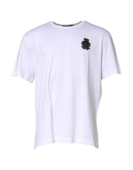 Dolce & Gabbana White Cotton DG Logo Embroidery Men T-shirt