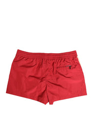 Dolce & Gabbana Red Polyester Men Drawstring Shorts Swimwear