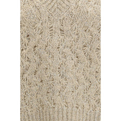 Brunello Cucinelli Beige Silk Sleeveles Sweater