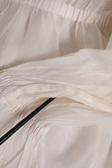 Dolce & Gabbana White Silk Cotton Ascot Collar Blouse Top