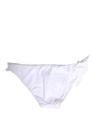 Dolce & Gabbana White Nylon DG Logo Plaque Bikini Bottom Swimwear