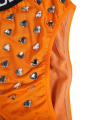 Dolce & Gabbana Orange Crystal High Waist Brief Panty Underwear