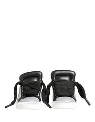 Dolce & Gabbana Gray Leather Low Top Lace Up Sneakers Shoes