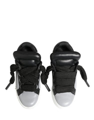Dolce & Gabbana Gray Leather Low Top Lace Up Sneakers Shoes