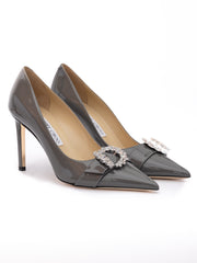 Jimmy Choo Storm Grey Patent Leather Chery 85 Pumps