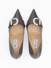 Jimmy Choo Storm Grey Patent Leather Chery 85 Pumps