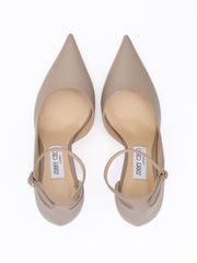 Jimmy Choo Taupe Grey Calf Leather Leona 85 Pumps