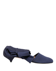 Dolce & Gabbana Blue Cotton Ankle Boots Shoes