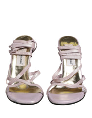 Dolce & Gabbana Purple Leather Wedge Heels Sandals Shoes