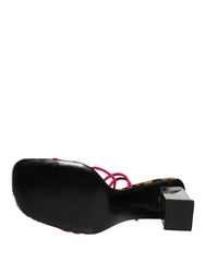 Dolce & Gabbana Multicolor Leather Block Heels Sandals Shoes