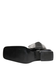 Dolce & Gabbana Black Patent Leather Knee High Boots Shoes