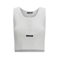 Dolce & Gabbana White Cotton Tank Tops