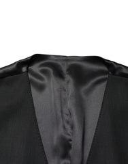 Dolce & Gabbana Black Wool Single Breasted Men Waistcoat Vest