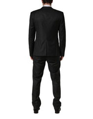 Dolce & Gabbana Black Wool Slim Fit Formal 3 Piece Men Suit