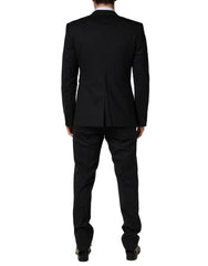 Dolce & Gabbana Black Wool 2 Buttons Formal 3 Piece Men Suit