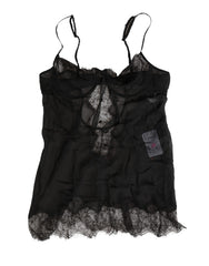 Dolce & Gabbana Black Silk Lace Lingerie Chemise Top Underwear