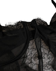 Dolce & Gabbana Black Silk Lace Lingerie Chemise Top Underwear