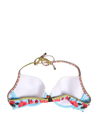 Dolce & Gabbana Multicolor Floral Print Halter Bikini Top Swimwear