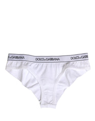 Dolce & Gabbana White Cotton Logo Waistband Brief Panty Underwear