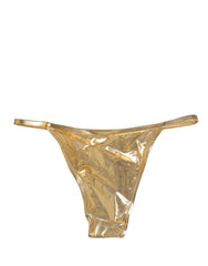 Dolce & Gabbana Gold-Tone Polyester Bikini Bottom Logo Swimwear