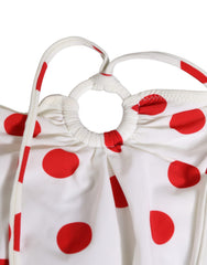 Dolce & Gabbana White Polka Dot One-Piece Swimsuit Swimwear