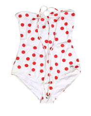 Dolce & Gabbana White Polka Dot One-Piece Swimsuit Swimwear