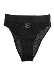 Dolce & Gabbana Black Cotton Mesh High Brief Panty Underwear
