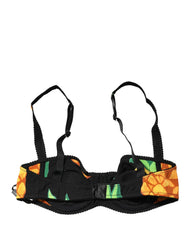 Dolce & Gabbana Black Pineapple Silk Balconette Bra Underwear