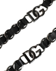 Dolce & Gabbana Black Leather Silver Chain Bag Accessory Shoulder Strap