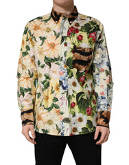 Dolce & Gabbana Multicolor Floral Animal Print Collared Shirt