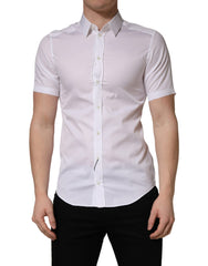 Dolce & Gabbana White Cotton Short Sleeves Button Down Shirt