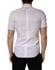 Dolce & Gabbana White Cotton Short Sleeves Button Down Shirt