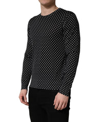 Dolce & Gabbana Black Polka Dot Crew Neck Pullover Sweater