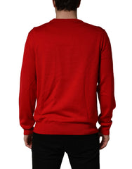 Dolce & Gabbana Red Eye Print Crew Neck Pullover Sweater