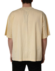 Dolce & Gabbana Yellow Logo Print Cotton Crew Neck T-shirt