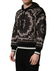 Dolce & Gabbana Black Bandana Print Cotton Men Hoodie Sweater