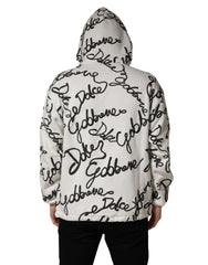 Dolce & Gabbana White Script Logo Print Cotton Sweatshirt Sweater