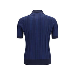 Brunello Cucinelli Blue Cotton Polo Shirt
