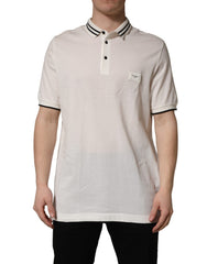 Dolce & Gabbana White Logo Plaque Short Sleeve Polo T-shirt