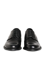 Dolce & Gabbana Black Calfskin Leather Derby Men Dress Shoes