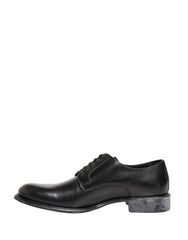 Dolce & Gabbana Black Calfskin Leather Derby Men Dress Shoes