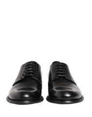 Dolce & Gabbana Black Calfskin Leather Derby Men Dress Shoes
