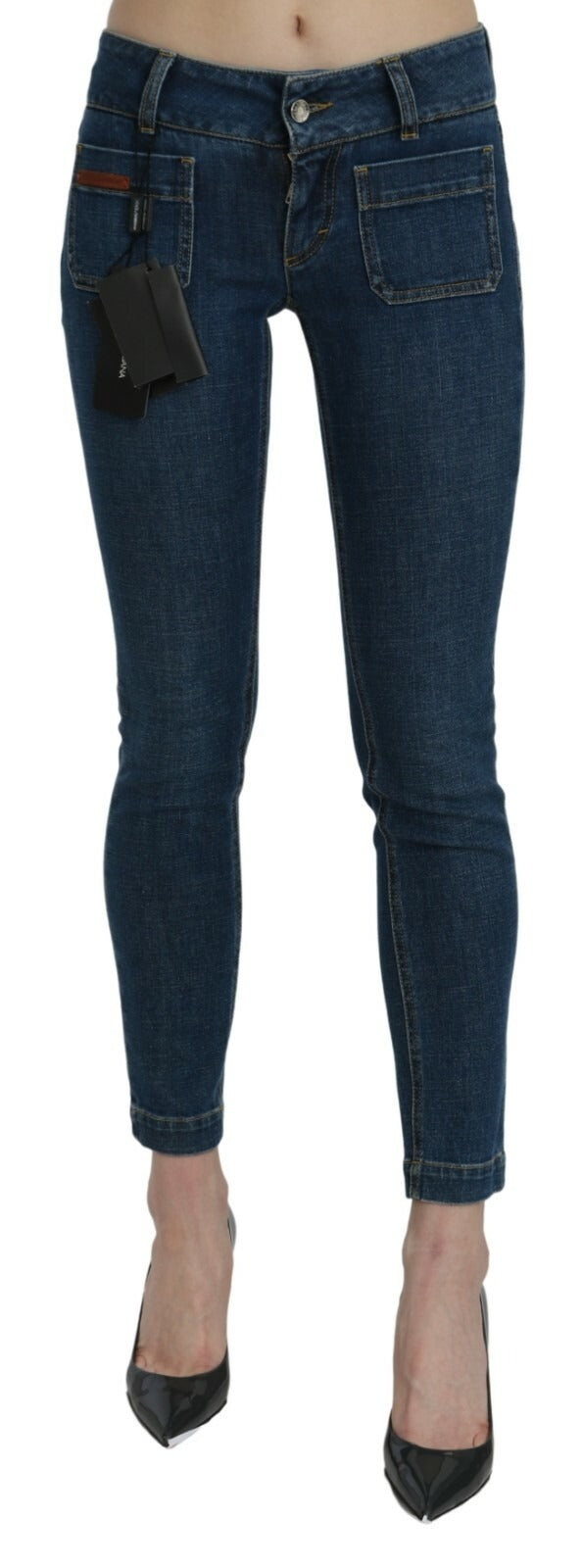 Dolce & Gabbana Blue Slim Fit Cropped Mid Waist Denim Jeans