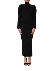 Dolce & Gabbana Black Long Sleeves Viscose Sheath Maxi Dress
