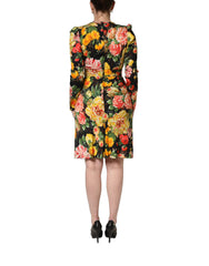 Dolce & Gabbana Multicolor Floral Print LongSleeve Midi Dress