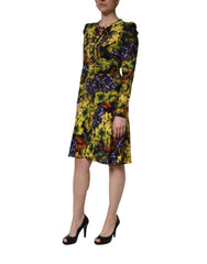 Dolce & Gabbana Multicolor Grape Print LongSleeve Midi Dress