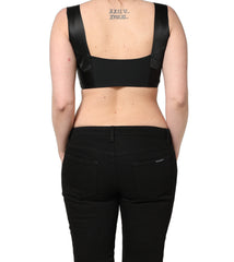 Dolce & Gabbana Black Satin Nylon Corset Sleeveless Cropped Top